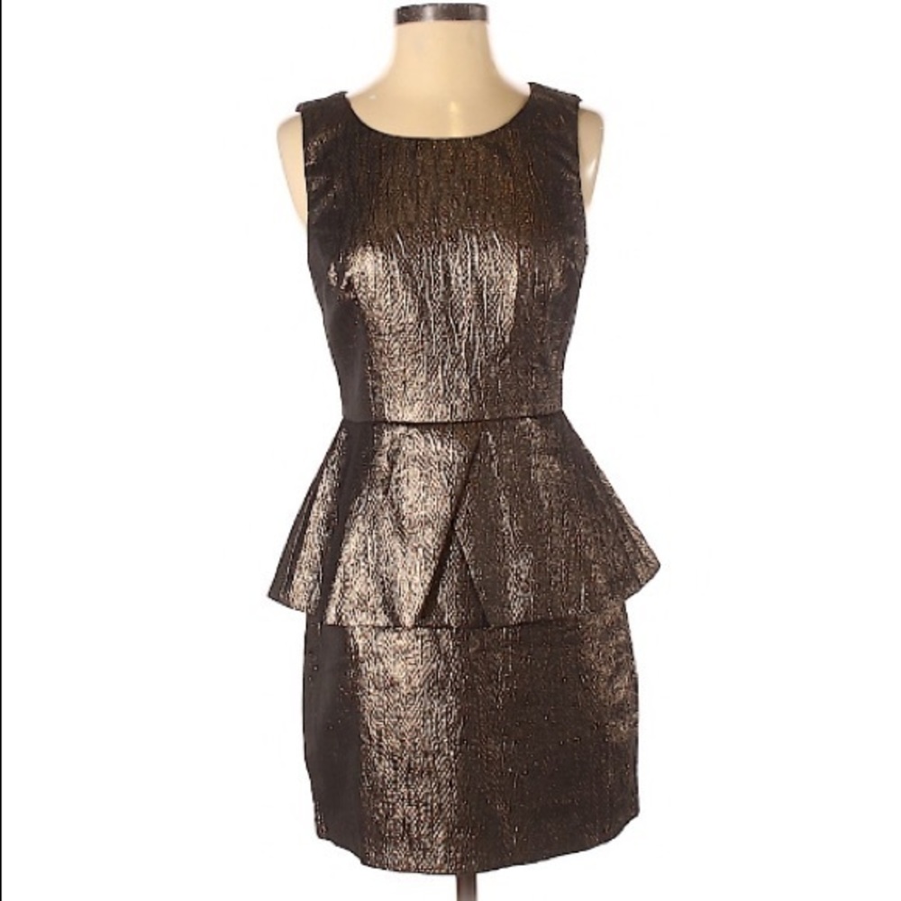 Ark & Co Metallic Bronze Peplum Dress